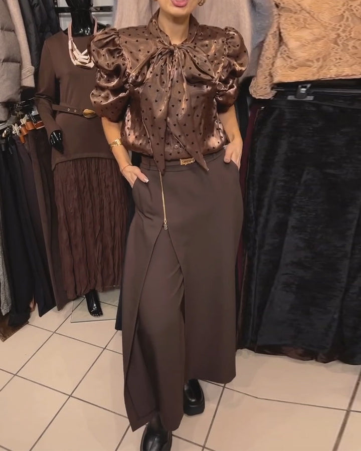 Oravelline - Pantalon Élégant à Fermeture Zippée Moderne