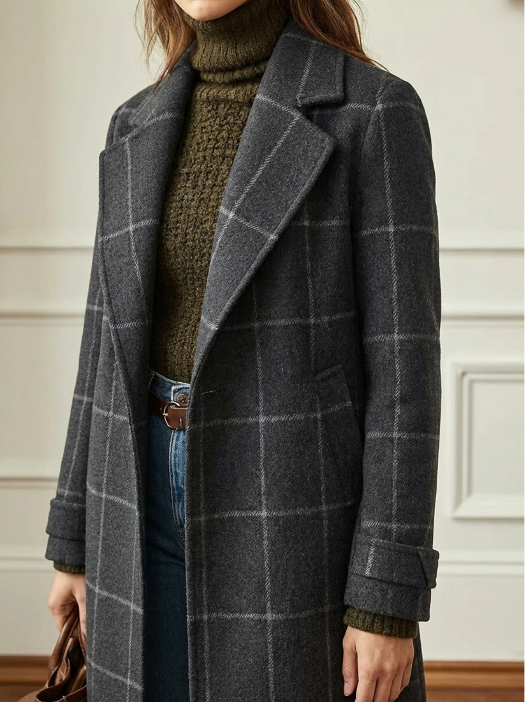 Elowen™ Timeless Plaid Wool Long Coat