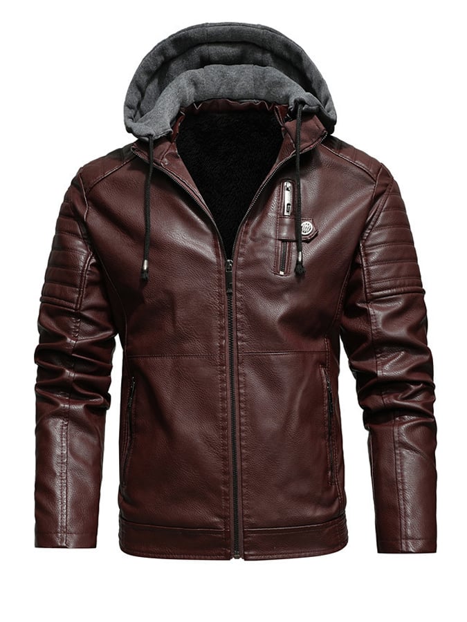Claremont™ | Zip-Up Leather Effect Jacket with Lined Hood