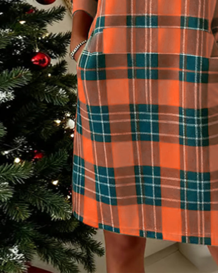 Harper™ | Long Sleeve Checkered Sweatshirt Dress