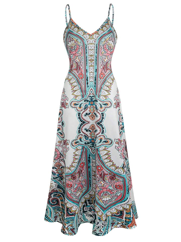 Skye™ – Boho Floral Print Sleeveless Dress