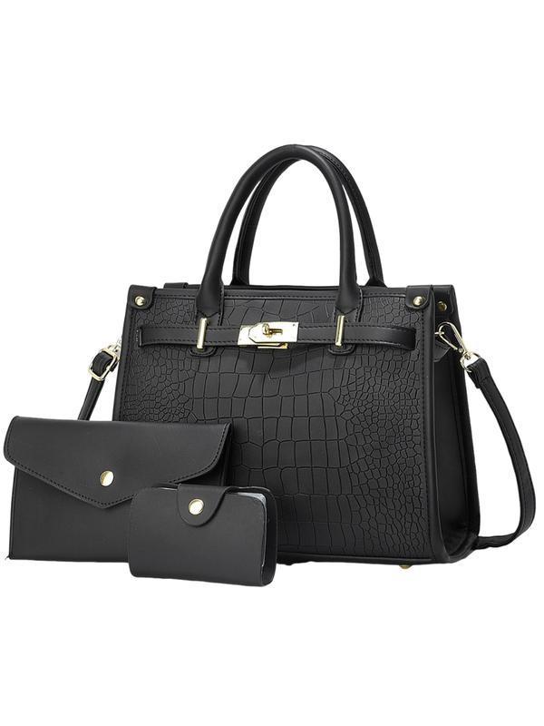 Nadine™ – Crocodile Embossed Large Capacity Crossbody Handbag Set