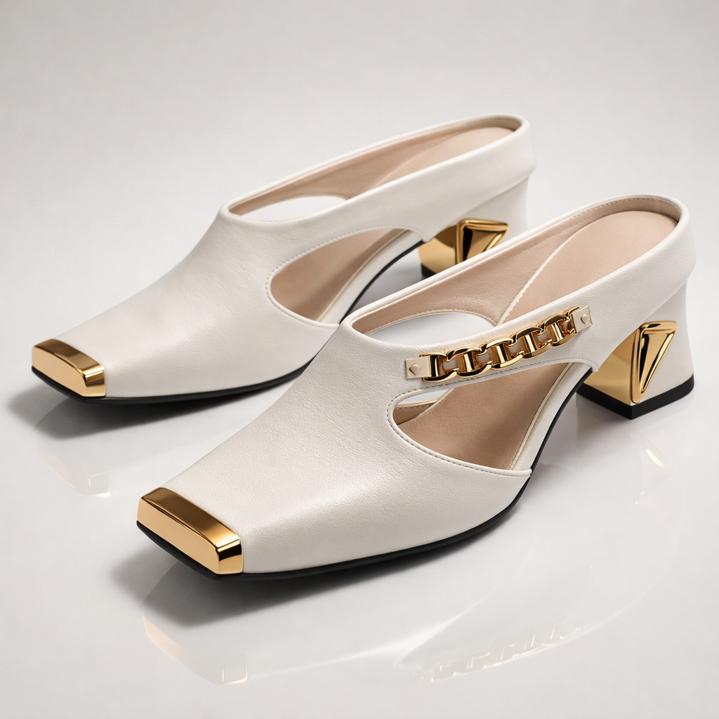 Valeria Gilded Block Heels
