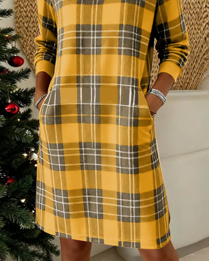 Harper™ | Long Sleeve Checkered Sweatshirt Dress