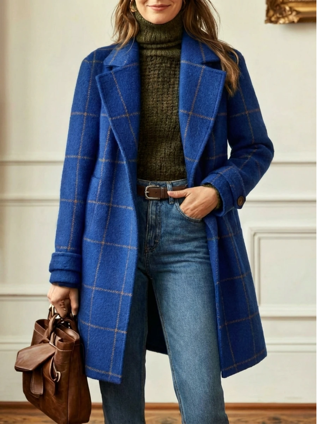 Elowen™ Timeless Plaid Wool Long Coat