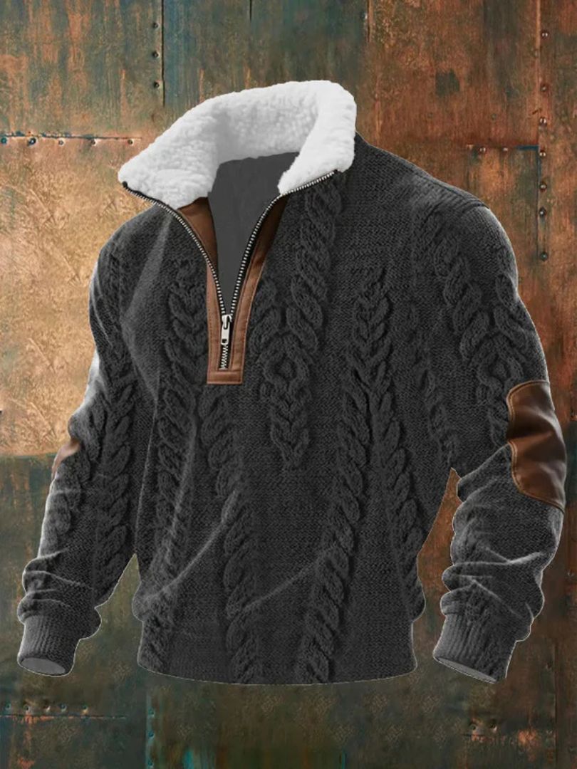Orion™ Sherpa-Collar Knit Zip Sweater
