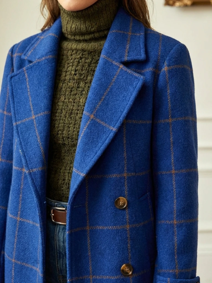 Elowen™ Timeless Plaid Wool Long Coat