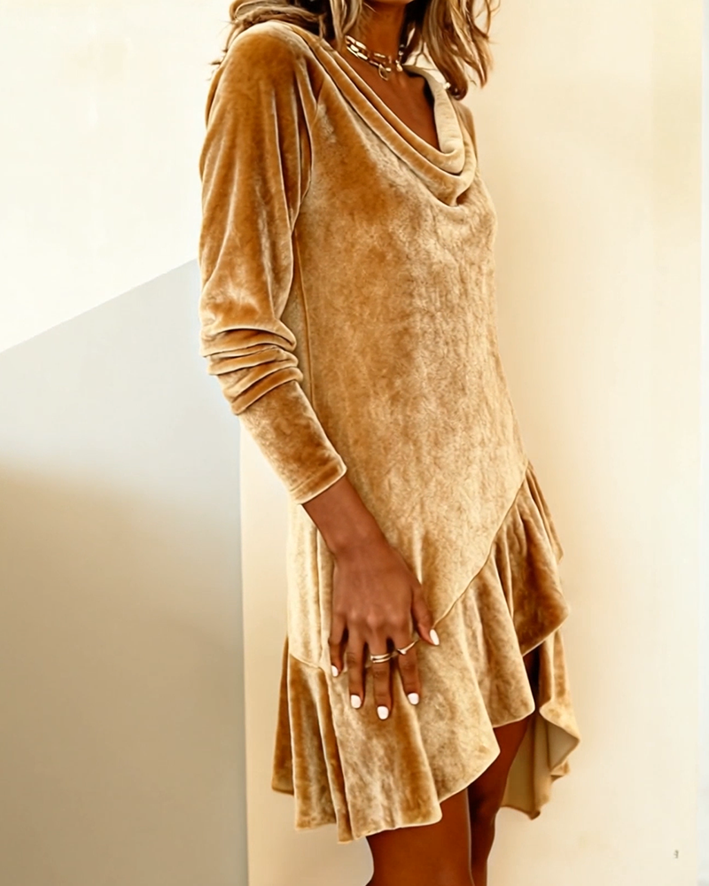 Ruffled Velvet Dress – Luxe Comfort With Effortless Chic
