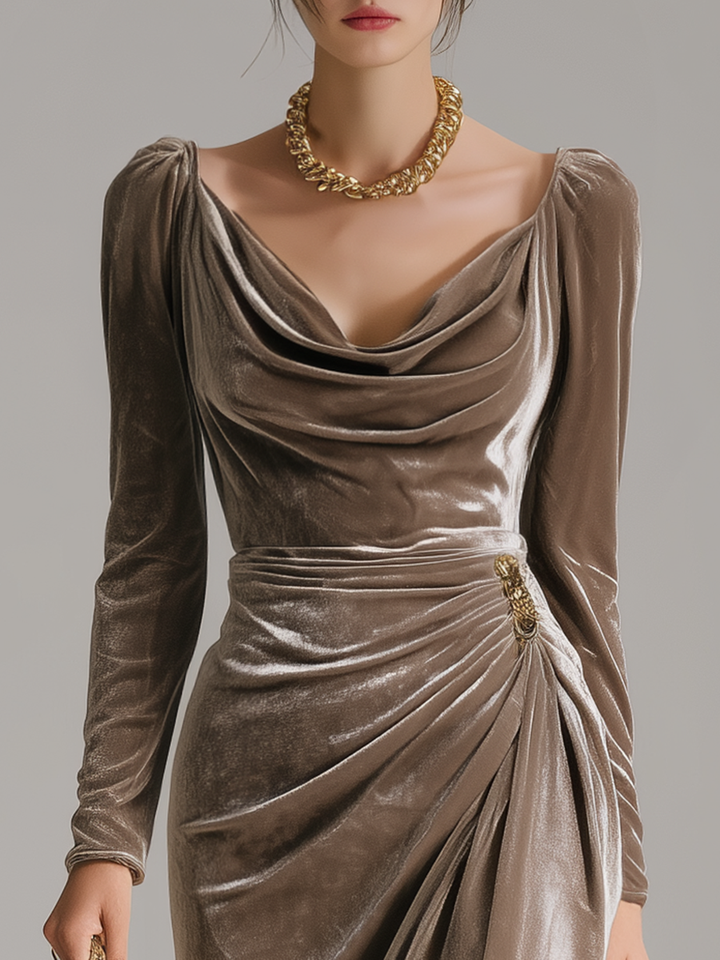 Liora™ Elegant Draped Midi Dress