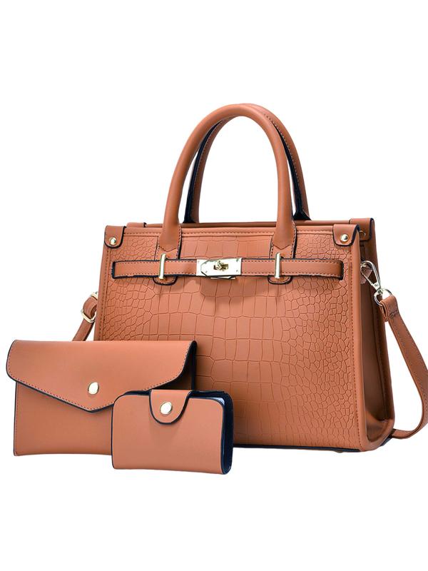 Nadine™ – Crocodile Embossed Large Capacity Crossbody Handbag Set