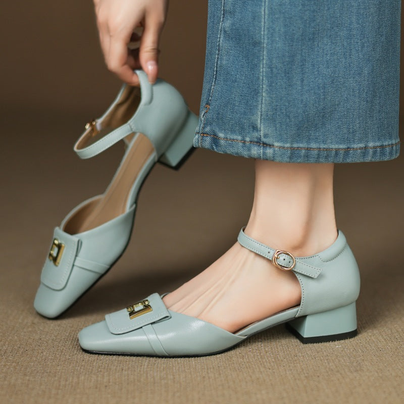 Aveline Buckle Leather Mary-Janes