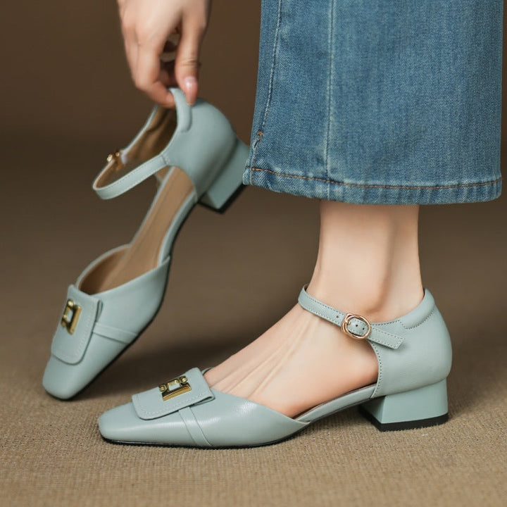 Aveline Buckle Leather Mary-Janes