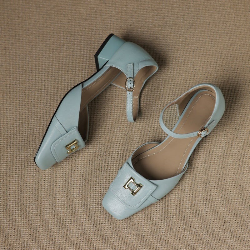 Aveline Buckle Leather Mary-Janes