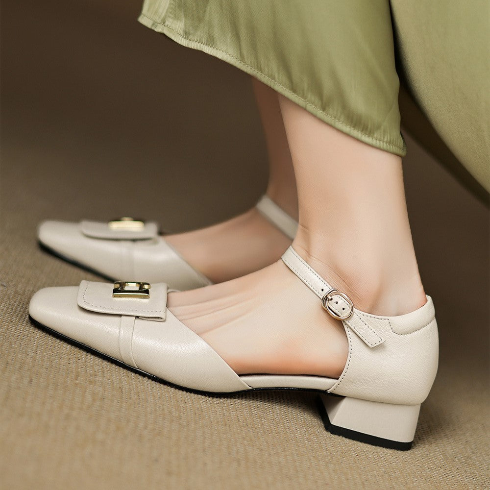 Aveline Buckle Leather Mary-Janes