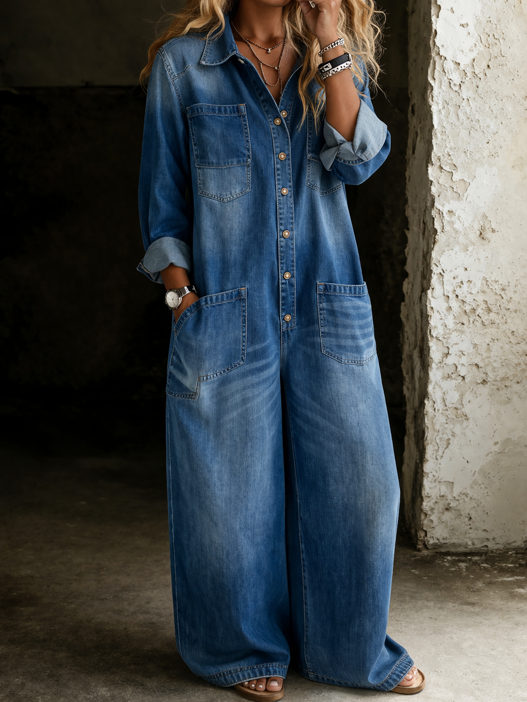 Lena™ | Relaxed & Comfortable Denim Jumpsuit