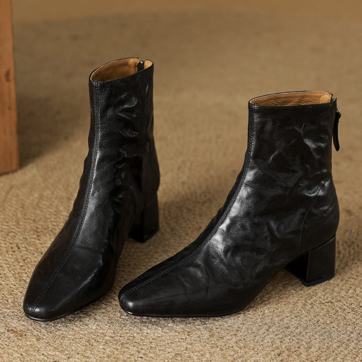 RIONA™ – Genuine Leather Block Heel Ankle Boots