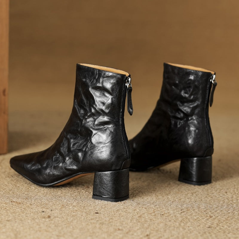 RIONA™ – Genuine Leather Block Heel Ankle Boots