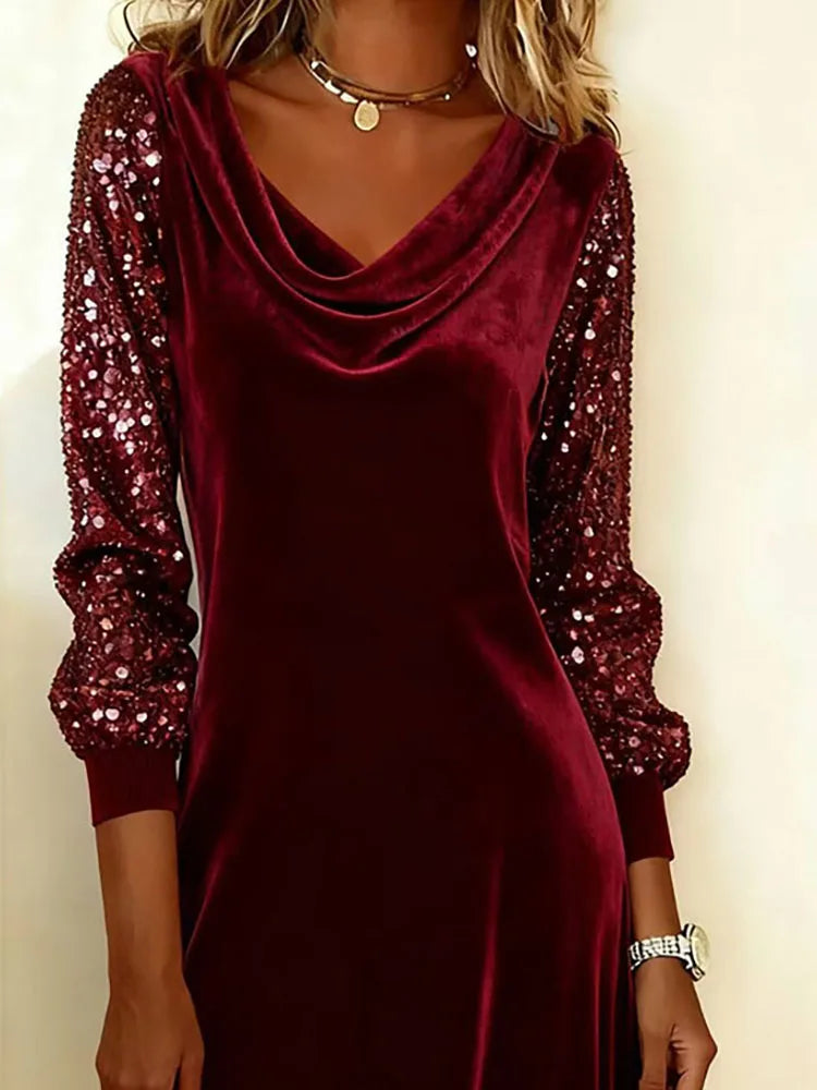 FROSINA™ | Velvet Sparkle Sleeve Dress
