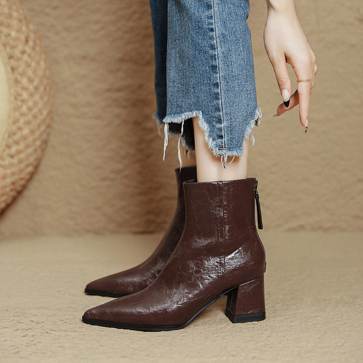 RIONA™ – Genuine Leather Block Heel Ankle Boots