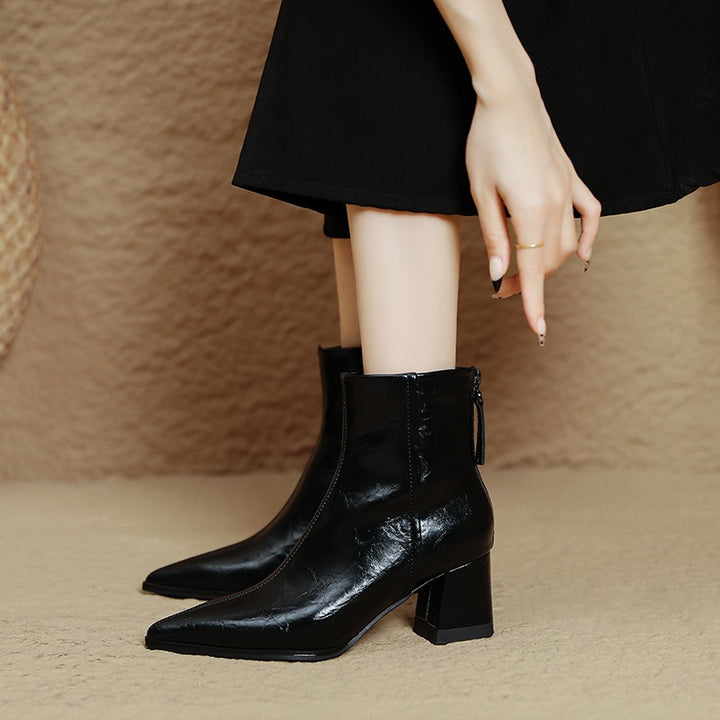 RIONA™ – Genuine Leather Block Heel Ankle Boots
