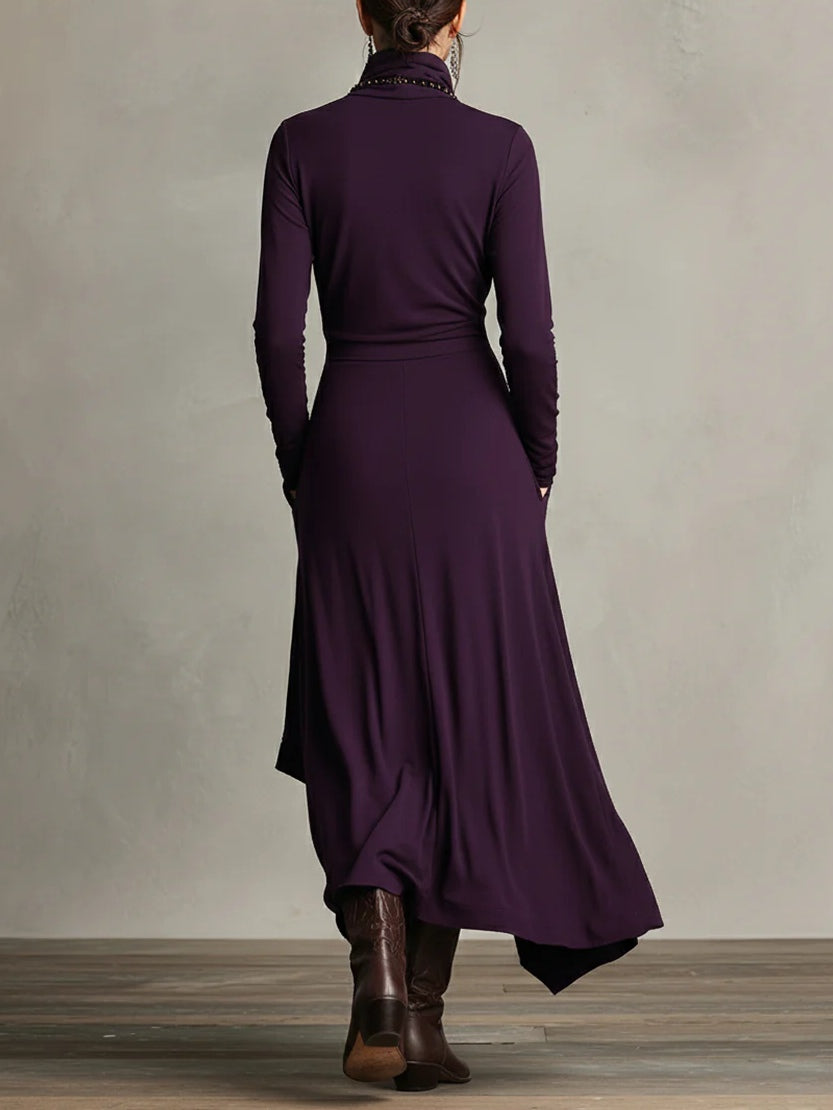 Marivelle™ | Elegant High-Neck Maxi Dress