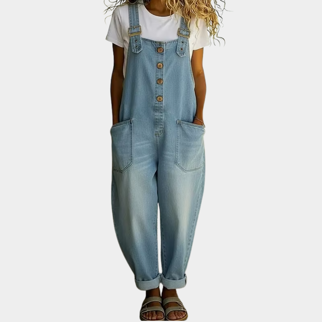 Mae™ | Vintage Soft Cotton Denim-Look Overalls
