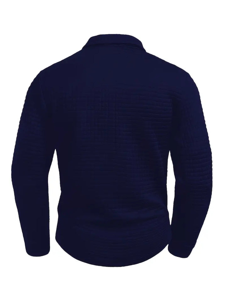 Men’s Slim Fit Textured Polo with Zipper Sleeve Pocket
