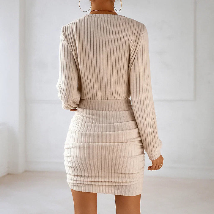 Averia™ | Off-Shoulder Ribbed Knit Dress