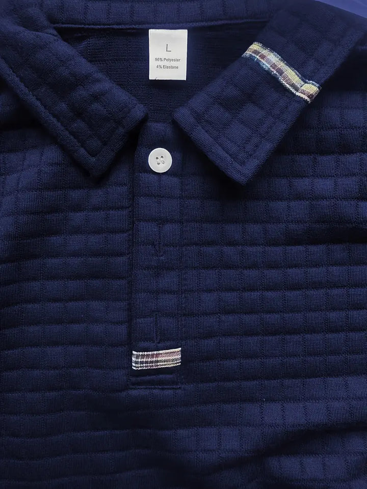 Men’s Slim Fit Textured Polo with Zipper Sleeve Pocket