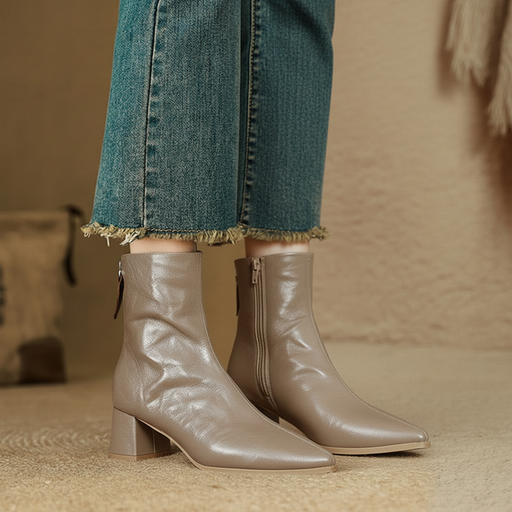RIONA™ – Genuine Leather Block Heel Ankle Boots