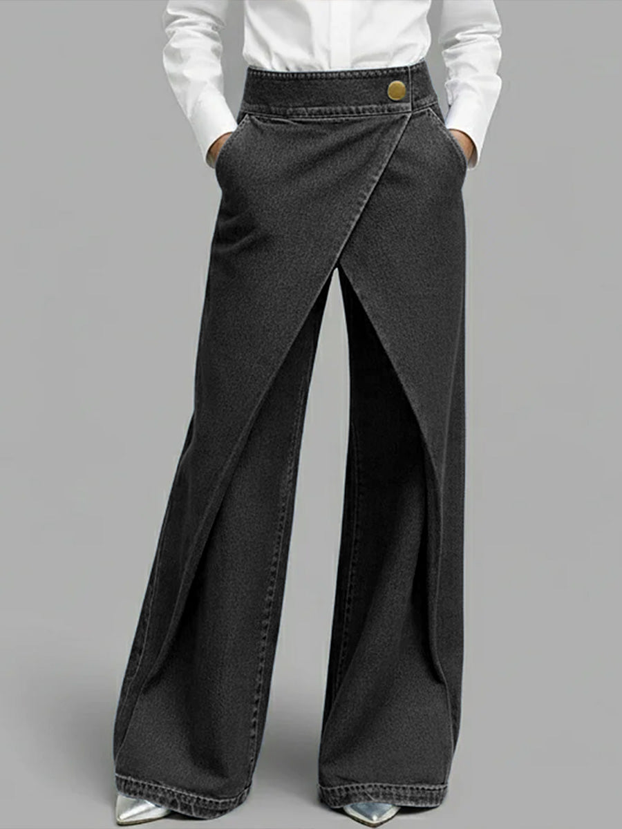 Women's High‑Waisted Relaxed Wide‑Leg Denim Jeans — Everyday Comfort