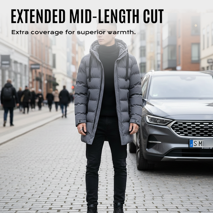 Men’s Mid-Length Hooded Puffer Jacket