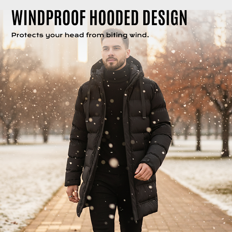 Men’s Mid-Length Hooded Puffer Jacket