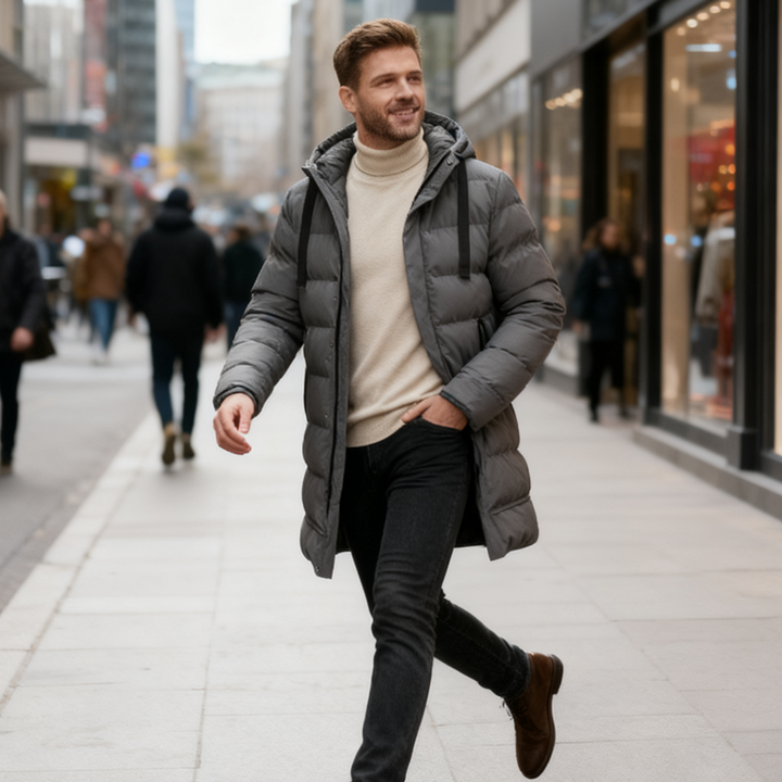 Men’s Mid-Length Hooded Puffer Jacket