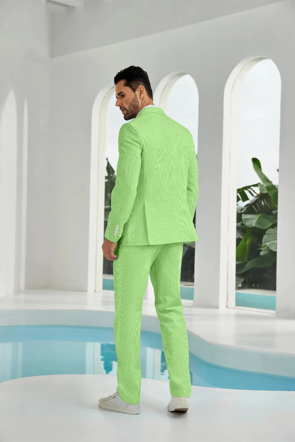 Men's Double Breasted Seersucker 2 Piece Suits - Upgraded Version