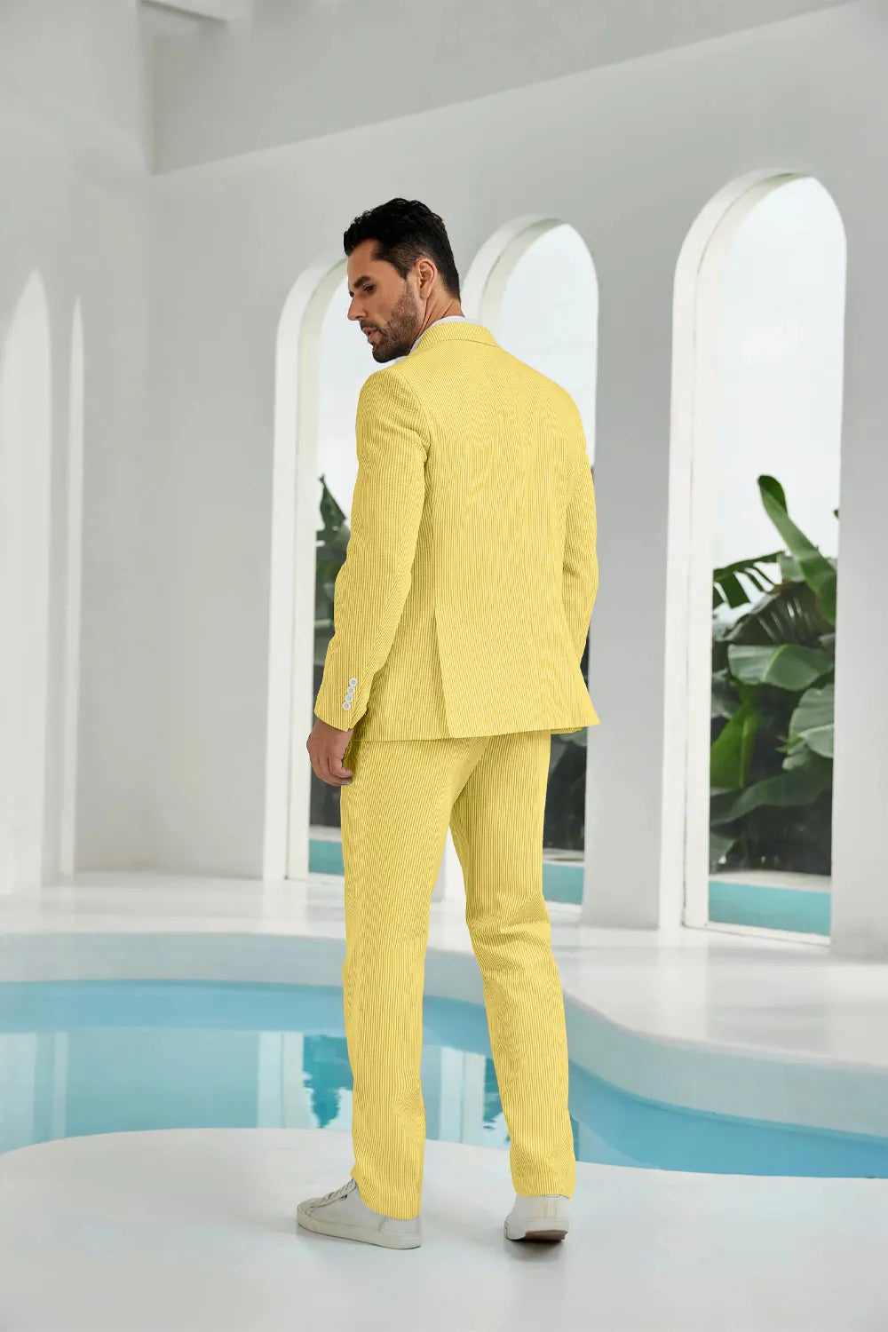 Men's Double Breasted Seersucker 2 Piece Suits - Upgraded Version