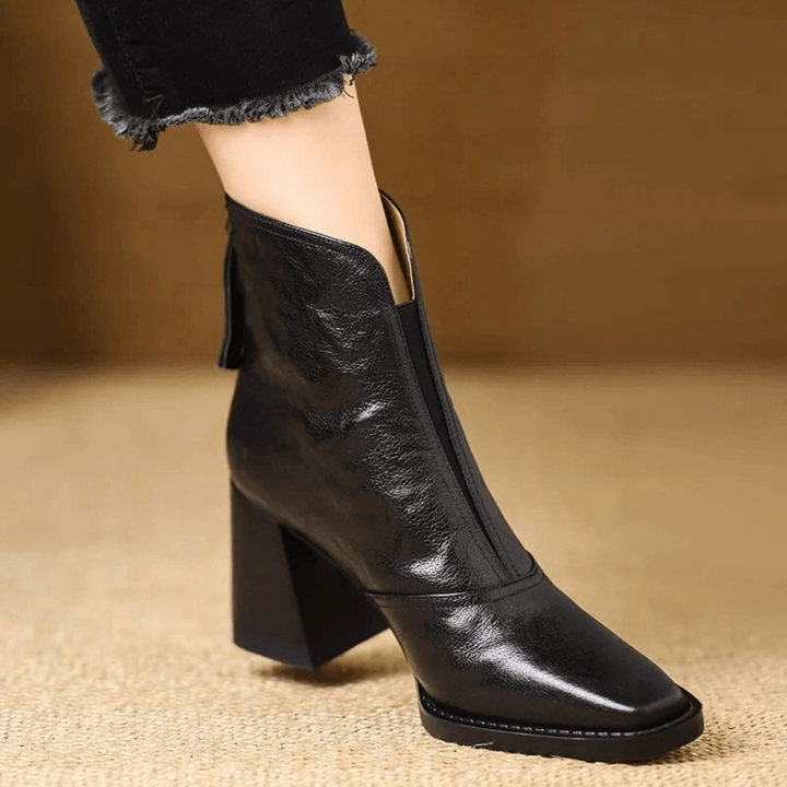 Claudia™ Luxe Mid-Heel Leather Ankle Boots