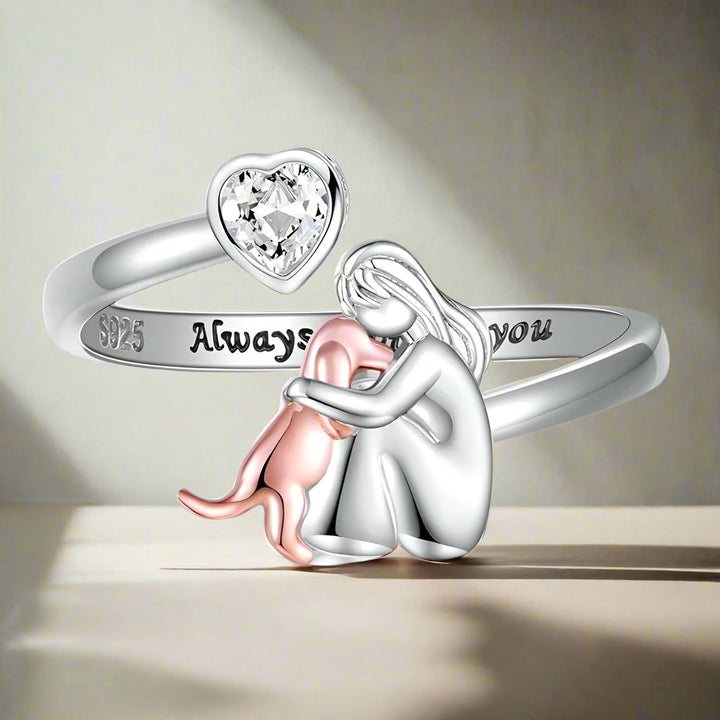 Anne™ – Heartfelt Dog Icon Ring (Rose)
